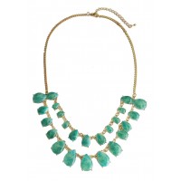 Emerald Marble Teardrop Double Row Necklace